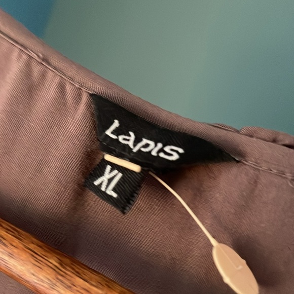 Lapis vintage  Draped Low-Back Peplum Blouse Ruffled Collar & Cuffs NWT - Picture 6 of 6